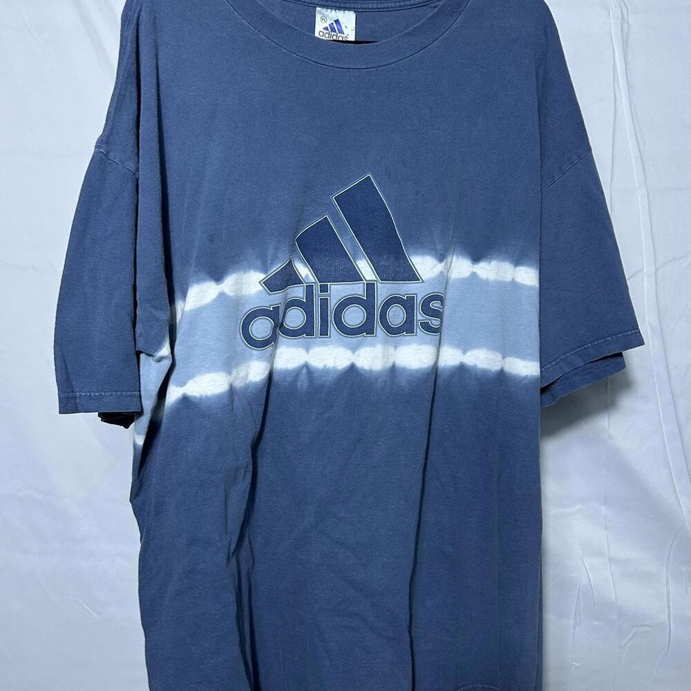 Adidas Men's White and Blue Tshirt